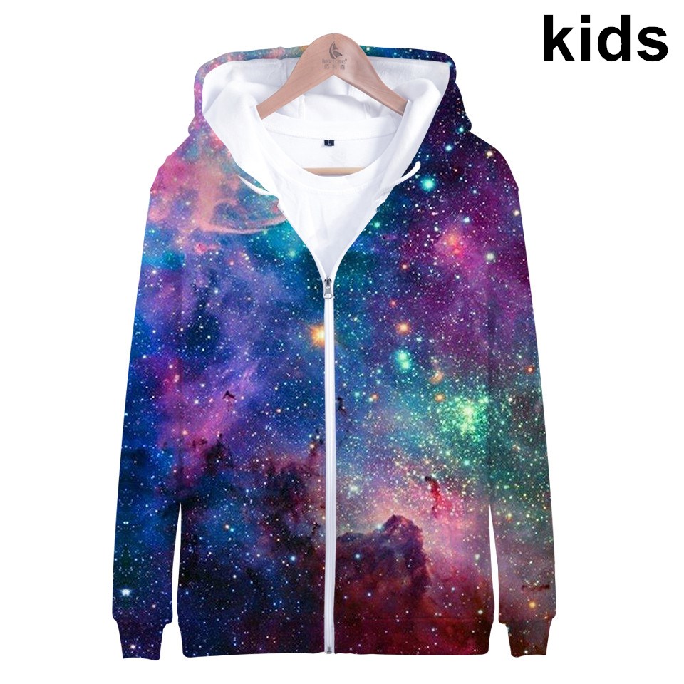Mens Fashion Zip Up Hoodies - Felpa con Cappuccio Coat Star Space