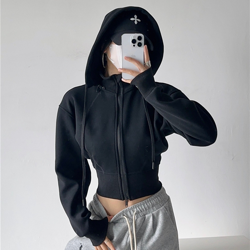 Mens Fashion Zip Up Hoodies - Felpe Crop da Donna con Cappuccio