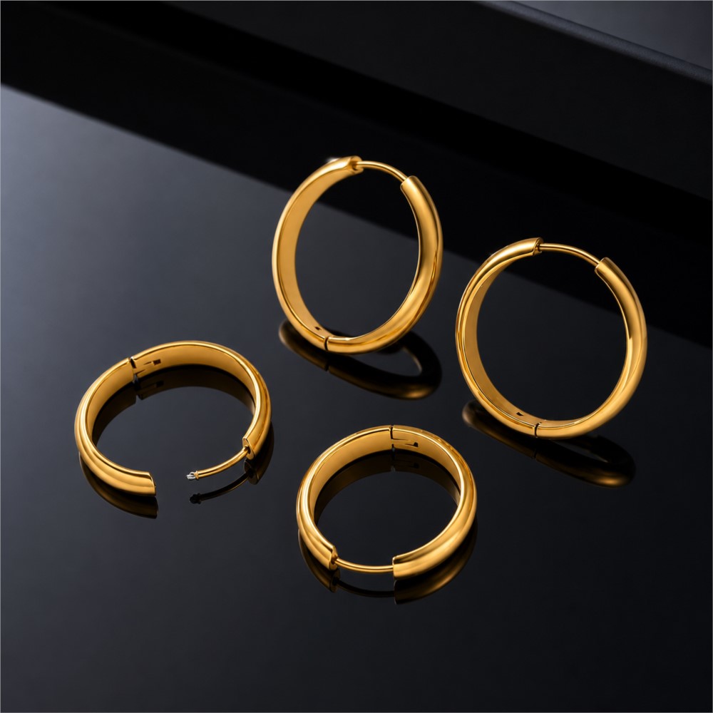 Men'S Fashion Jewelry - 4 Pezzi di Orecchini a Cerchio