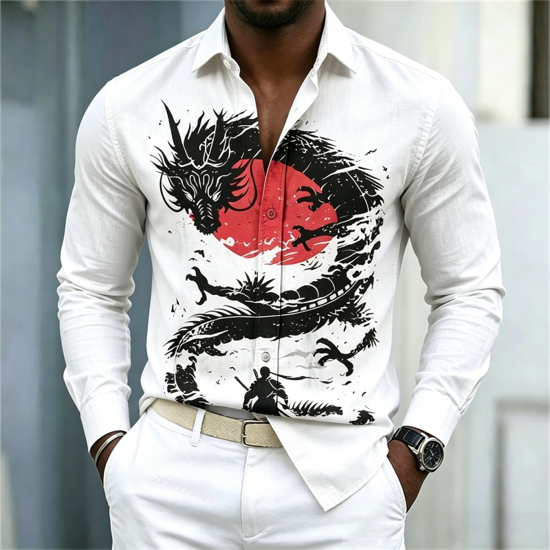 Mens Fashion Style - Camicia da uomo 2026 nuova, bianca,