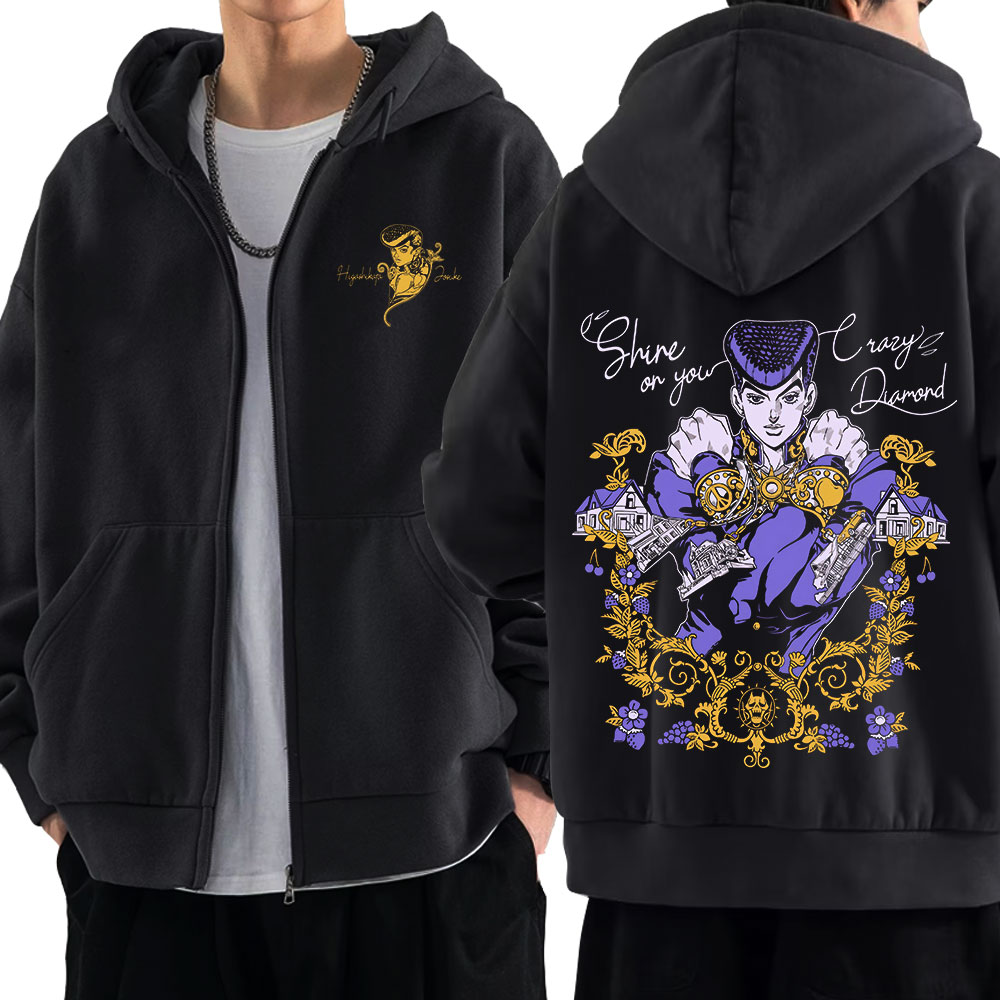 Mens Fashion Zip Up Hoodies - Anime Jojo Bizarre Adventure Felpe con
