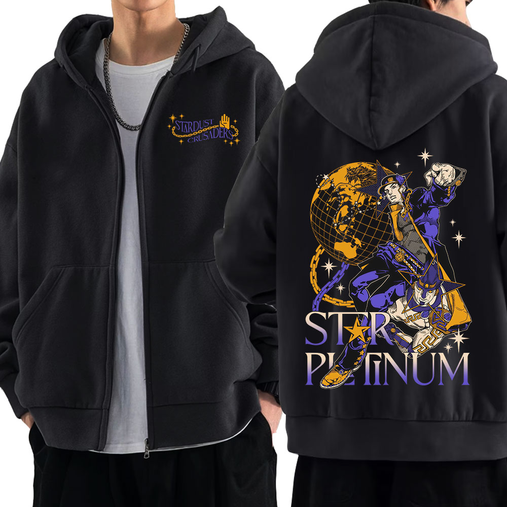 Mens Fashion Zip Up Hoodies - Anime Jojo Bizarre Adventure Felpe con