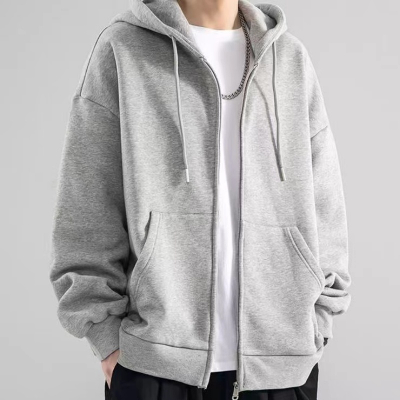 Mens Fashion Zip Up Hoodies - Moda Casual Nero Grigio Blu Felpa