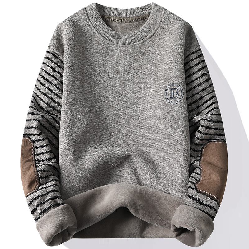 Men'S Fashion Line - Maglione da uomo Patckwork Girocollo Pullover
