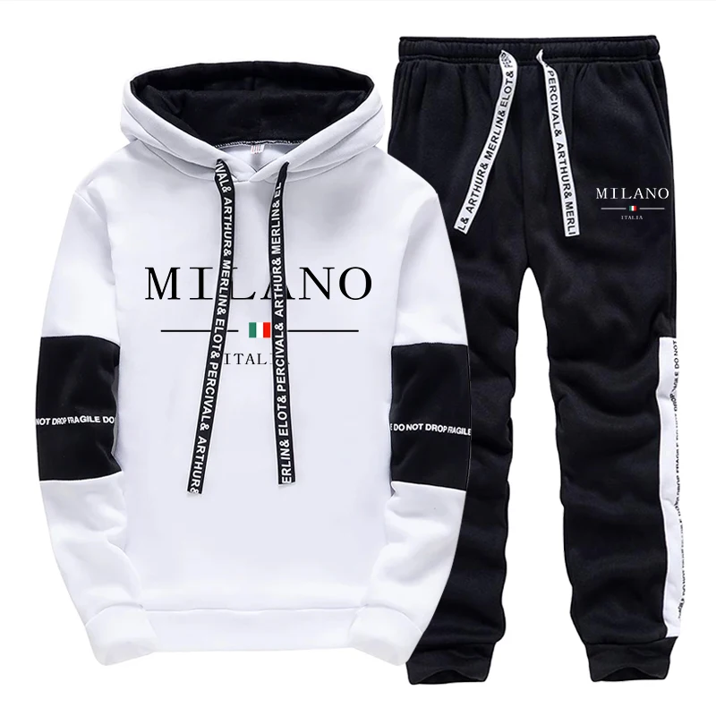 Men'S Fashion Pants - Completo da Uomo/Felpa con Cappuccio/Pantaloni -