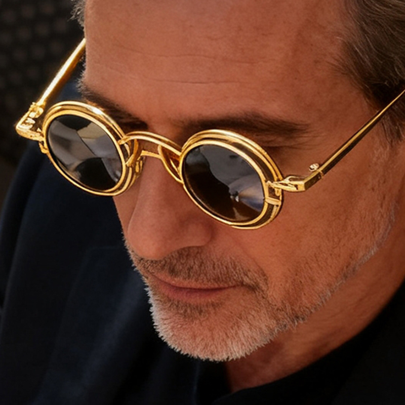 Fashion Men Vogue - Occhiali da sole punk con rotondità