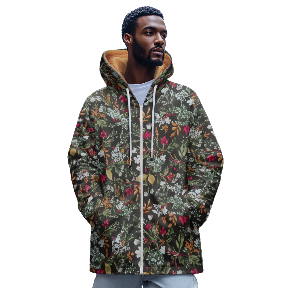 Mens Fashion Zip Up Hoodies - Fiore di lusso 3D stampato modello