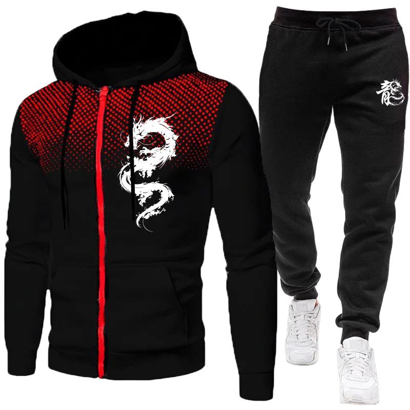 Men'S Fashion Pants - Set da Uomo con Stampa Drago