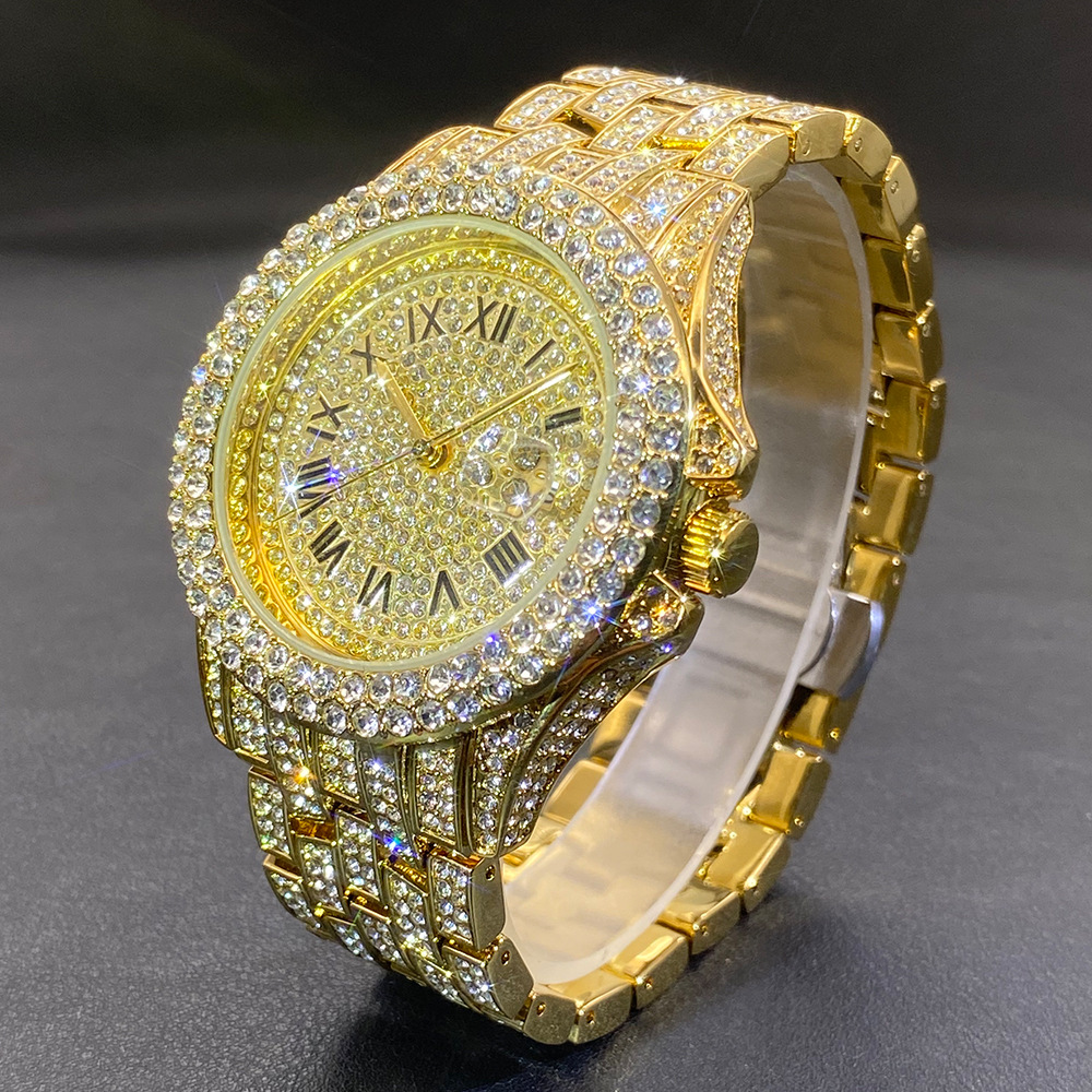 Mens Fashion Bracelet - Orologio da Polso Grande in Oro,