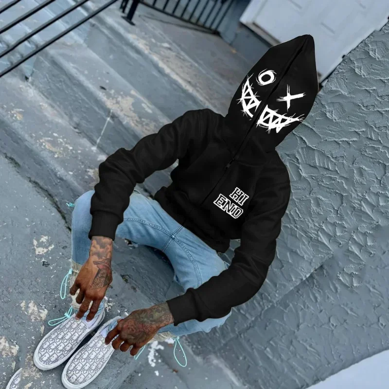 Donna Uomo Y2K Moda Felpa con  - Mens Fashion Zip Up Hoodies recensione e prezzo