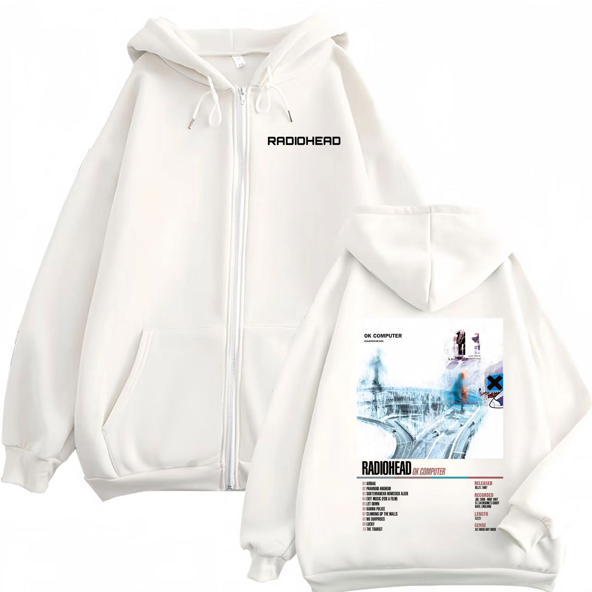 Radiohead Album musicale Poste - Mens Fashion Zip Up Hoodies recensione e prezzo